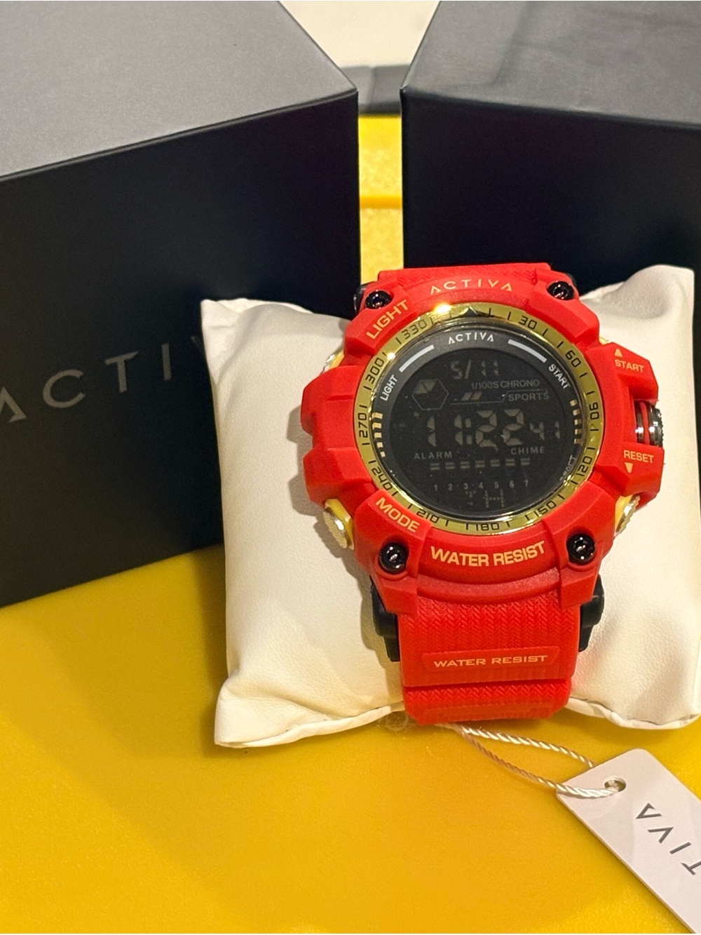 Ativa Red Digital Sports Watch with Gold Accents